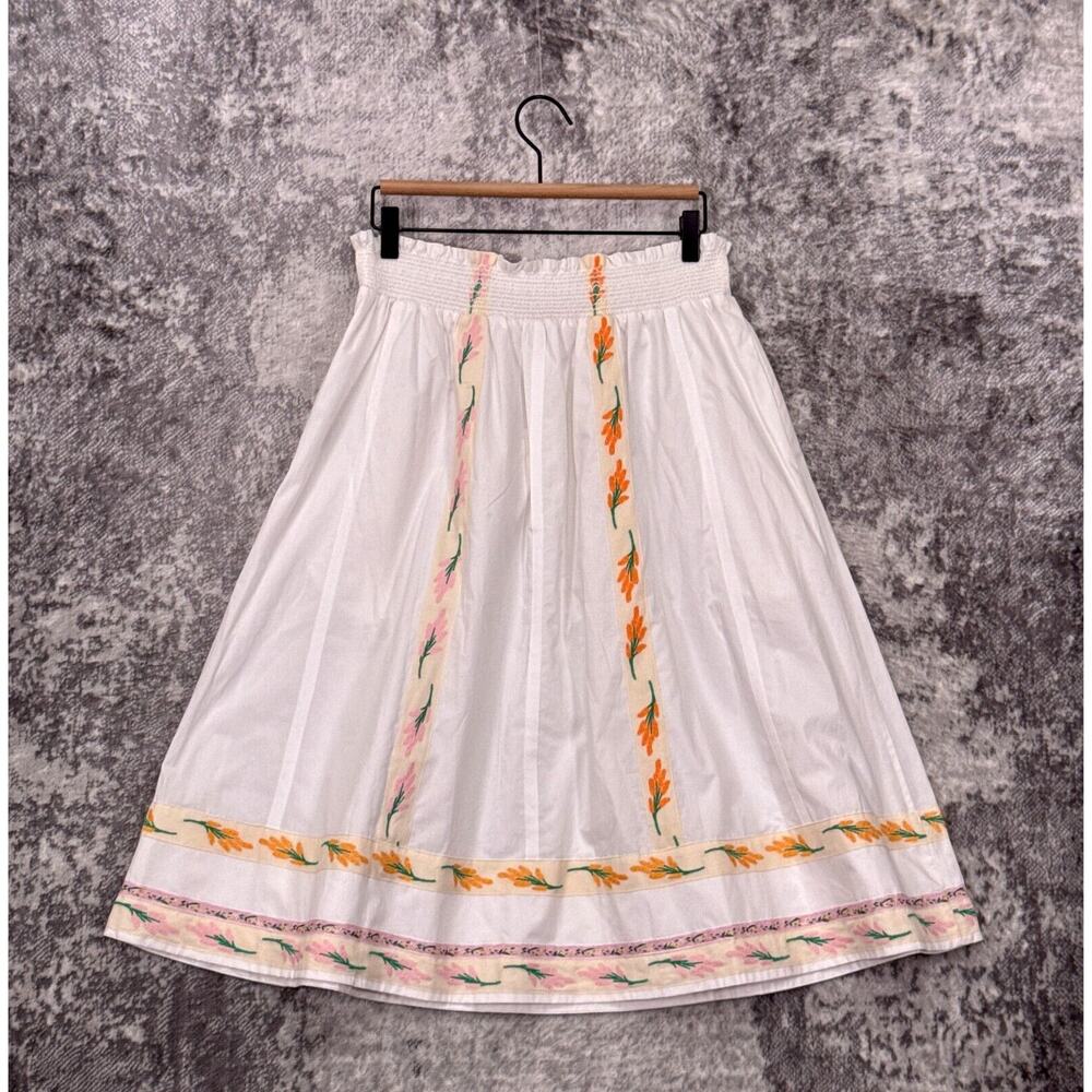 Tory Burch White Midi Skirt with Floral Accents - Picture 2 of 6